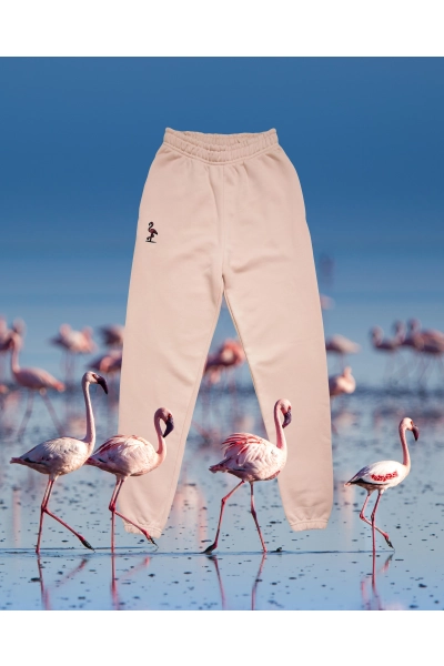 Spodnie damskie Basic z flamingiem karmazynowym - różowe